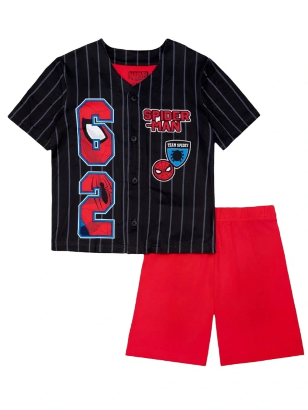 Boys Sz 8 Marvel Spider-Man Baseball-Style Pajama Set